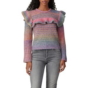 LoveShackFancy Yumi Ruffle Pullover Ombre Pastel Rainbow Alpaca Sweater Size L